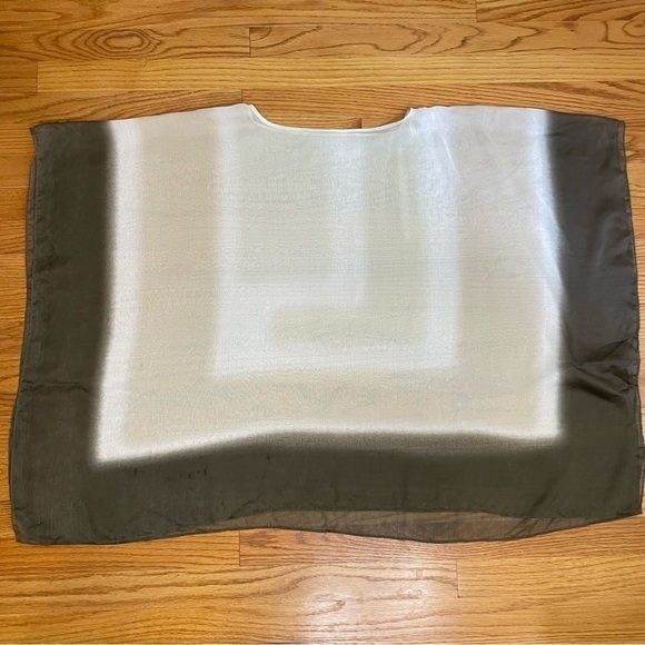 Sheer Ethereal Boho Geometric Ombré Poncho Tunic Top Minimalist Contemporary - Picture 2 of 12